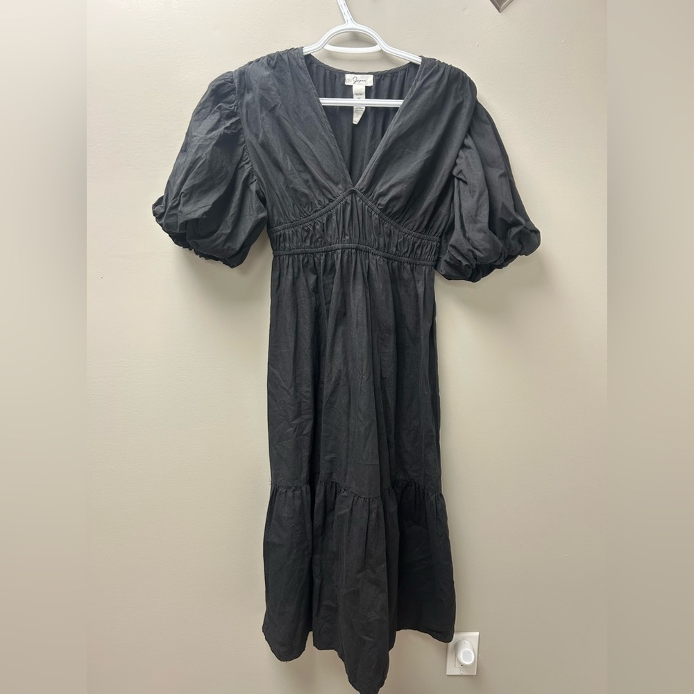 Japna Black Maxi Puff Sleeve Dress